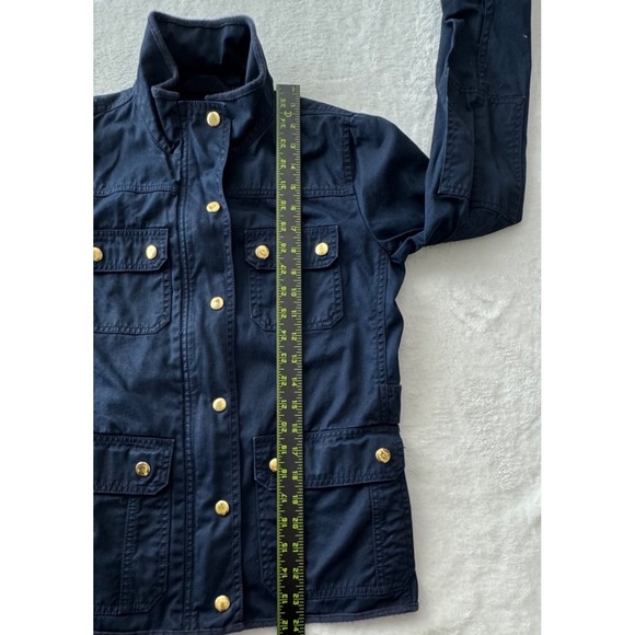 J‎ Crew Relaxed Boyfriend Field Jacket  XS Navy Blue Gold Buttons Downtown Cargo - Picture 12 of 14